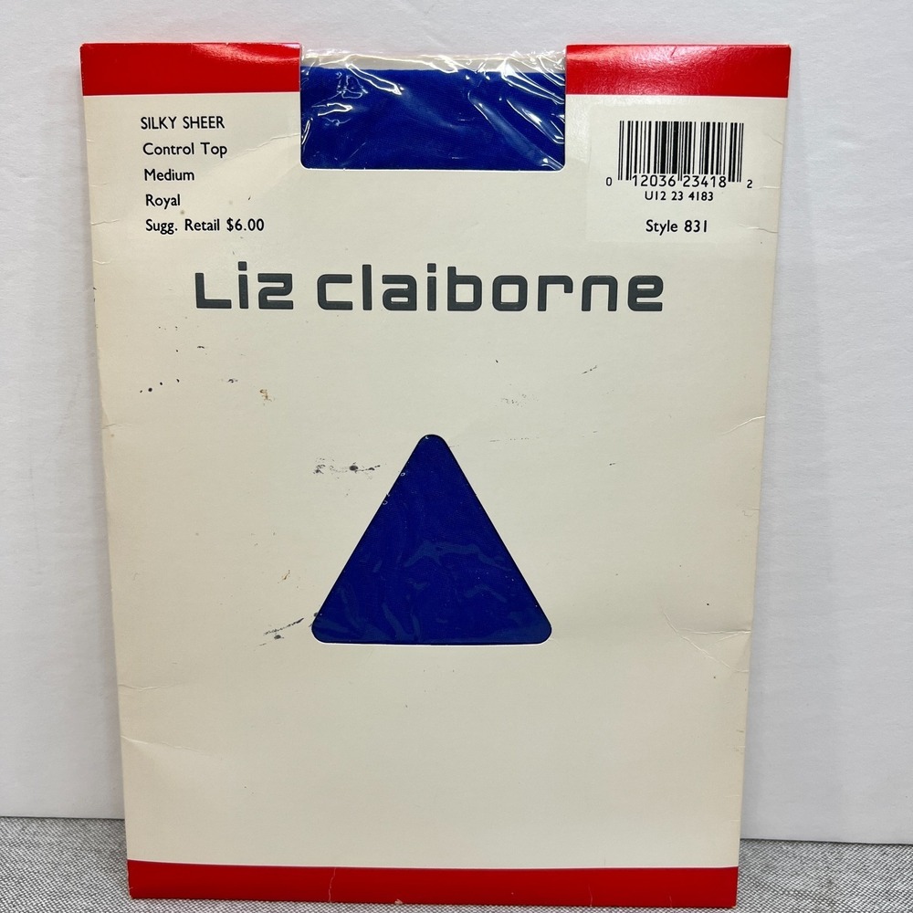 Vtg 90's Liz Claiborne Medium Royal Blue Silky Sheer Control Top Pantyhose NOS